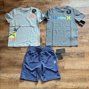 NWT Hurley Gray Tees and Navy Shorts Set
